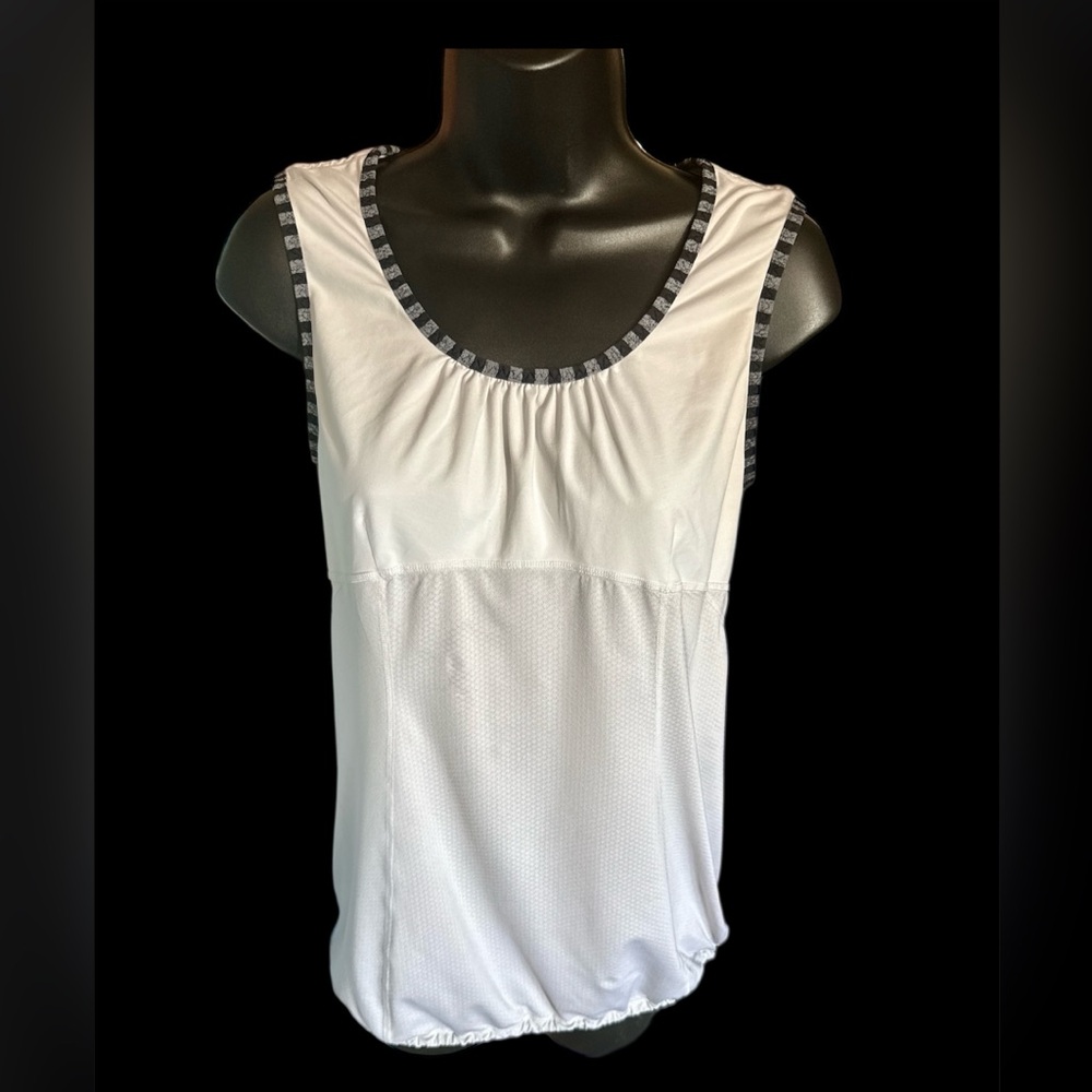 lululemon athletica White Tank with Black-Trim Scoop Neck